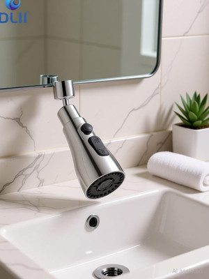 DLII 360° Sink Spray Stainless Steel Faucet Extension Dual Flow Shower & Aerator Mode Faucet Nozzle(Screw On)