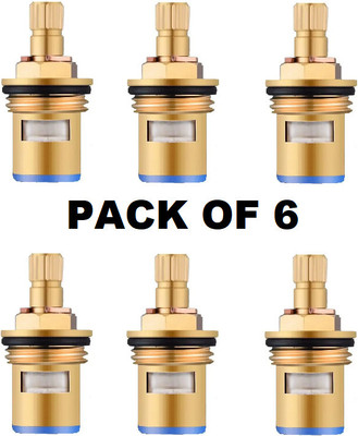 REIOENT PACK OF 6 Brass Ceramic Disc Cartridge Quarter Turn 1/2 Faucet Spindle(Screw On)