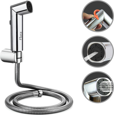 fiora Dual Mode Bathroom Jet Spray Set with 1.0 Meter Hose Pipe, Wall Hook,Chrome Faucet Set