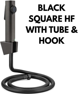 HEXEGON BLACK MATTE HEALTH FAUCET (SQUARE) WITH TUBE 1.2 MTR & HOOK | BATHROOM ESSENTIAL Faucet Set