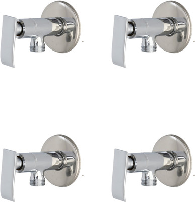 SUPERNAL Set of 4 brass cylindrical angle valve with triangular handle and 4 wall flange Faucet Set