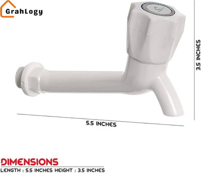 GrahLogy by POLO 2 Pc Plastic Long Body Water Tap Bathroom Kitchen Sink nal PVC Bibcock null Faucet Set