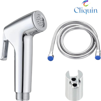 Cliquin ABS Health Faucet with SS-304 Grade 1 Meter Flexible Hose Pipe and Wall Hook Faucet Set