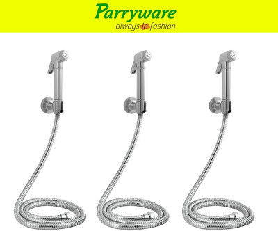 Parryware Cardiff Brass Health Faucet with Hook and 1.5 mtr. SS Hose Pipe set of 3 pic 186 Health Faucet Set with Wall Hook & Flexible Hose Health  Faucet(Built-in Installation Type)