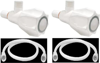 fastgear by Fastgear 2 PTMT Round Angle Wall with 2 PTMT 24inch Connection pipe for Sink/washbasin Faucet Set