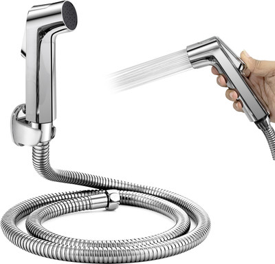 Plantex Jet Spray for Toilet/ABS Health Faucet with 1 Meter Shower Hose Pipe & Wall Hook Faucet Set