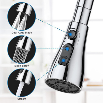 NUVIO by Nuvio 360° Rotating Kitchen Tap Extender | 3-Mode Water-Saving Faucet Attachment Faucet Set