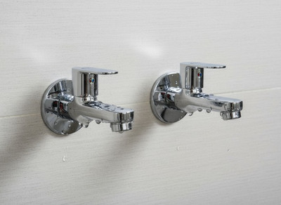 Dian Brass Bib Cock Faucet For Bathroom and Kitchen Chrome Finish I Pack of 2 I Faucet Set