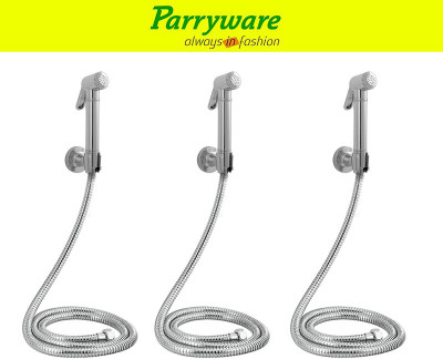 Parryware Cardiff Brass Health Faucet with Hook and 1.5 mtr. SS Hose Pipe set of 3 pic 289 Health Faucet Set with Wall Hook & Flexible Hose Health  Faucet(Built-in Installation Type)