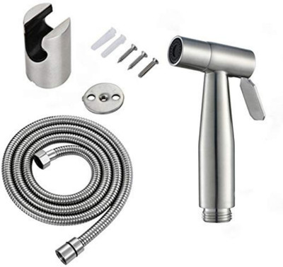 COSVIT Jacko Chrome Health Faucet with 1.0 meter SS-304 Hose Pipe and ABS Hook (Set-1) Faucet Set