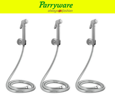 Parryware Cardiff Brass Health Faucet with Hook and 1.5 mtr. SS Hose Pipe set of 3 pic 348 Health Faucet Set with Wall Hook & Flexible Hose Health  Faucet(Built-in Installation Type)