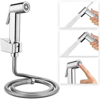 Ontap by Ontap ABS Health Faucet with Grade 1.25 Meter Flexible Hose Pipe 1.0 Meter Flexible Hose Pipe and Wall Hook, Chrome Finish (Jet Spray for Toilet) Jet Spray Faucet(Wall Concealed Installation Type)