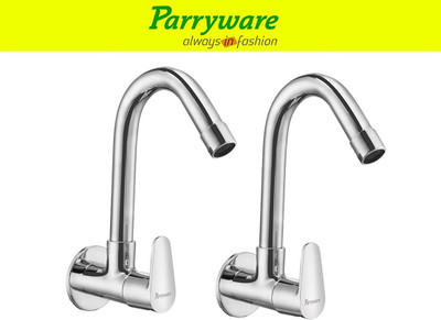 Parryware Uno Wall Mounted Sink Cock with Swivel Spout set of 2 pic 033 Wall Mounted Sink Cock with Swivel Spout Sink Tap Faucet(Wall Mount Installation Type)