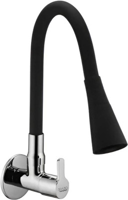 COSSIMO - SmartBuy Fusion Flexible Sink - Flxo Play With 360 Degree Flexible Black Silicon Swivel Spout & Dual Flow Pattern For Hot OR Cold Water With Wall Flange Pillar Tap Faucet(Wall Mount Installation Type)