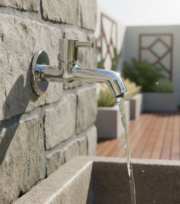 QERA by QERA Brass Lexa Series Bib Cock - Long Body | Wall Mounted Quarter Turn Faucet | Long Body Faucet with Smooth Flow Control- Anti-Rust Brass Water Tap Bib Tap Faucet(Wall Mount Installation Type)