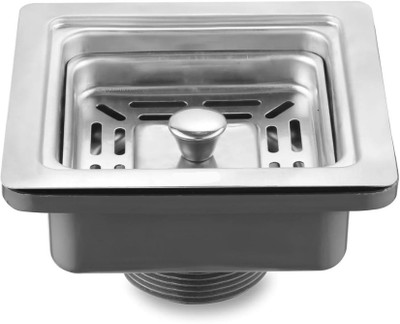 COSSIMO 4.5-Inch Square Sink Coupling – Premium Stainless Steel & PVC Drain Coupler Waste Coupling with Chrome Finish for Kitchen Sink, Basin & Utility Area Sink Mixer Faucet(Centerset Installation Type)