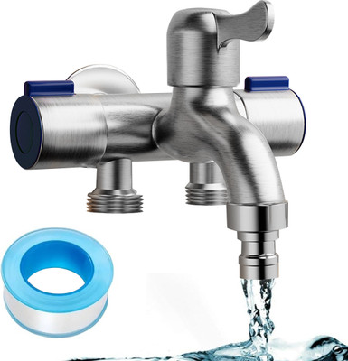 Zorbes Stainless Steel Wall Mounted Bathroom Faucet 3 in 1 Stainless Steel Wall Mounted 3 in 1 Bathroom Faucet Shower System for Laundry Three Way Valve Faucet(Wall Mount Installation Type)