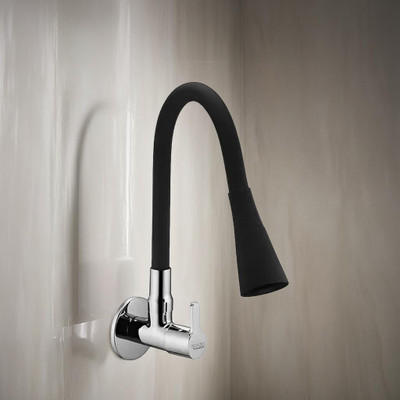 Spazio SmartBuy Fusion Sink Cock-Flxo Play With 360 Degree Flexible Black Silicon Swivel Spout & Dual Flow Pattern For Hot OR Cold Water With Wall Flange Sink Tap Faucet(Wall Mount Installation Type)