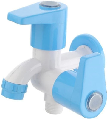 clayplus Premium Grade PTMT 2 Way Bib Tap / Faucet Royal Blue Twin Elbow Valve Faucet(Wall Mount Installation Type)