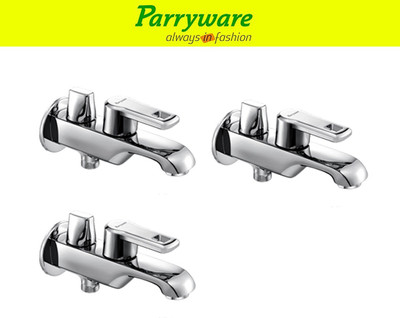 Parryware Vista Two-in-One Bib Cock Tap – Wall Mounted Brass set of 3 pic 207 Two-in-One Bib Cock Tap – Wall Mounted Brass Faucet Bib Tap Faucet(Wall Mount Installation Type)
