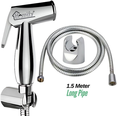 HOMIFY Health Faucet Jet Spray Set with 1.5 Meter SS Hose Pipe for Toilet Health Faucet Jet Spray Set with 1.5 Meter SS Hose Pipe for Toilet & Bathroom Jet Spray Faucet(Wall Mount Installation Type)