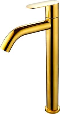 Carnival SS-304 Gold 12" Inch Tall Body Pillar Cock Tap For Tabletop Counter Wash Basin | Pillar Tap Faucet