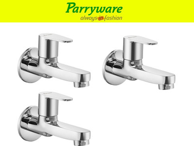 Parryware Uno Bib Cock Tap long – Wall Mounted Brass set of 3 pic 064 Wall Mounted Bib Tap long body – Brass Bib Cock Faucet Bib Tap Faucet(Wall Mount Installation Type)