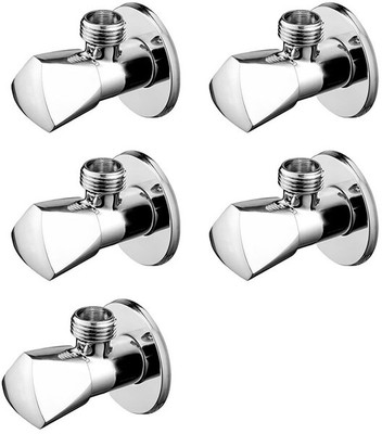 Nenoware Trigon brass angle valve set of 5 pic 019 Chrome Turn Water Control Valve for Faucet & Toilet Angle Cock Faucet(Wall Mount Installation Type)