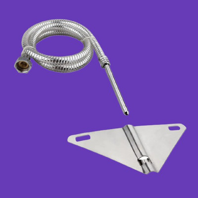 COSSIMO Triangle Stainless Steel Toilet Bidet Or Jet Hands-free Spray 1 Meter Heavy PVC Hose - Set of 1 Flush Valve Faucet(Spread Fit Installation Type)