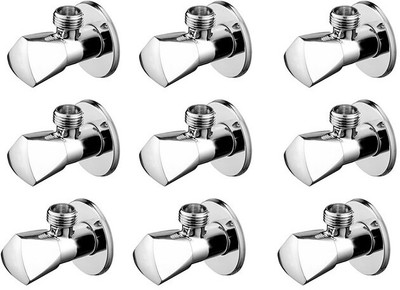 Nenoware Trigon brass angle valve set of 9 pic 097 Chrome Turn Water Control Valve for Faucet & Toilet Angle Cock Faucet(Wall Mount Installation Type)