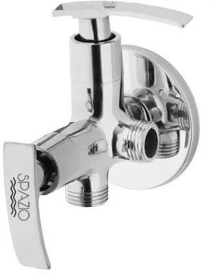 Spazio Super Quality Brass Pulse Collection Angle Valve 2 Way Wall Mount (Pack of 1) Chrome Silver Plated Bib Pillar Tap Angle Cock Faucet(Wall Mount Installation Type)