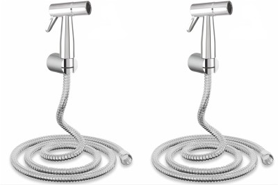 KURIC SS Heavy Duty Toilet Bidet Sprayer Set with SS-304 Grade 1.5 Meter Flexible Tube and Wall Hook - Bathroom Bidet Spray - Faucet For Toilet - (Pack of 2) Health  Faucet(Wall Mount Installation Type)