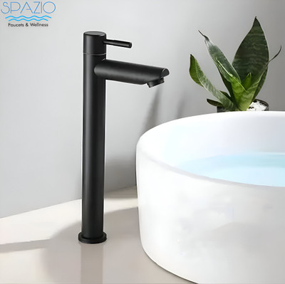 Spazio Premium Quality Black Turbo Tall Pillar Cock Tap With Long Spout & 12 Inches Tall Body Tall Boy Extended PVD Coated Pillar Tap Faucet(Deck Mount Installation Type)