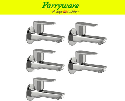 Parryware Praseo Bib Cock Tap long – Wall Mounted Brass set of 5 pic 308 Wall Mounted Bib Tap long body – Brass Bib Cock Faucet Bib Tap Faucet(Wall Mount Installation Type)