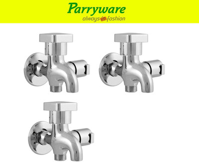 Parryware Ritz 2-in-1 Bib Cock Tap – Wall Mounted Brass set of 3 pic 070 Two-in-One Bib Cock Tap – Wall Mounted Bathroom Use Bib Tap Faucet(Wall Mount Installation Type)