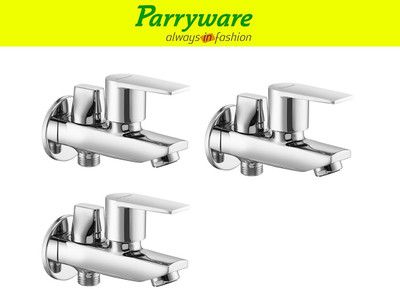 Parryware Praseo 2-in-1 Bib Cock Tap – Wall Mounted set of 3 pic 228 Two-in-One Bib Cock Tap – Wall Mounted Brass Bathroom Bib Tap Faucet(Wall Mount Installation Type)