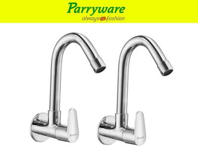 Parryware Uno Wall Mounted Sink Cock with Swivel Spout set of 2 pic 305 Wall Mounted Sink Cock with Swivel Spout Sink Tap Faucet(Wall Mount Installation Type)