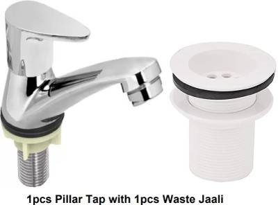 Senkiddpro by Senkiddpro ABS Pillar Tap with PVC Waste Coupling for Wash Basin,Drain Outlet Chrome Finished Bathroom Bib Tap Faucet(Wall Mount Installation Type)