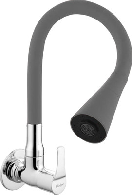 Clinton Step Sink Tap with Flexible Silicon Spout (grey) (Dual Flow Function) | Pillar Tap Faucet(Wall Mount Installation Type)