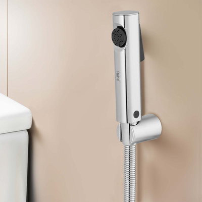 RUHE Ion Chrome ABS Health Faucet | Hand Shower for Toilet Jet Spray Faucet with Braided 1 Meter 304-S.S Flexible Pipe (Stretchable up to 1.2m) & Hook Health  Faucet(Wall Mount Installation Type)