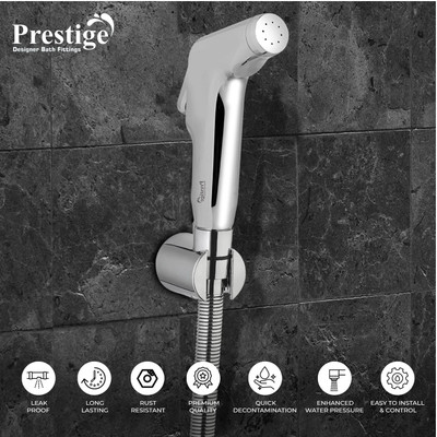 Prestige Dolphin High Pressure ABS Health Faucet | Jet Spray for Toilet with 1.0 Meter Flexible Hose Pipe and Wall hook Health  Faucet(Wall Mount Installation Type)