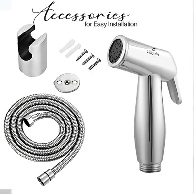 Cliquin cl-01-flange (Parrot) ABS Health Faucet with SS-304 Grade 1 Meter Shower Tube and Wall Hook Health  Faucet(Wall Mount Installation Type)