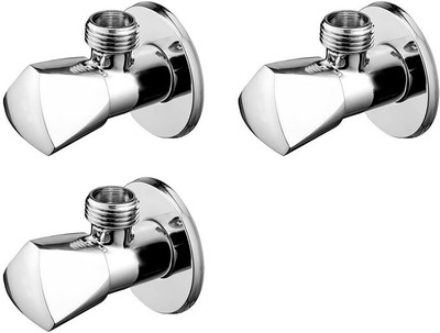 Nenoware Trigon brass angle valve set of 3 pic 121 Chrome Turn Water Control Valve for Faucet & Toilet Angle Cock Faucet(Wall Mount Installation Type)