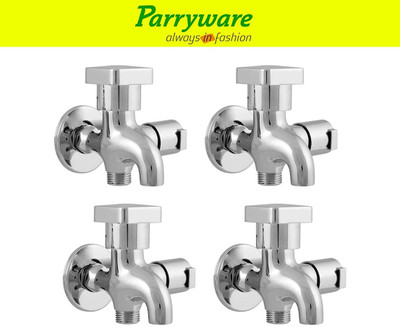 Parryware Ritz 2-in-1 Bib Cock Tap – Wall Mounted Brass set of 4 pic 216 Two-in-One Bib Cock Tap – Wall Mounted Bathroom Use Bib Tap Faucet(Wall Mount Installation Type)