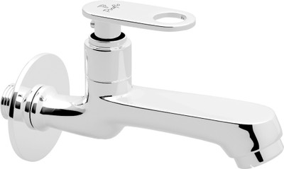 PIXAFLO Curio Brass Long Body Bib Cock Tap with Wall Flange (Chrome) Kitchen and Bathroom Steel Finish Tap for Sink and Basin Bib Tap Faucet(Wall Mount Installation Type)