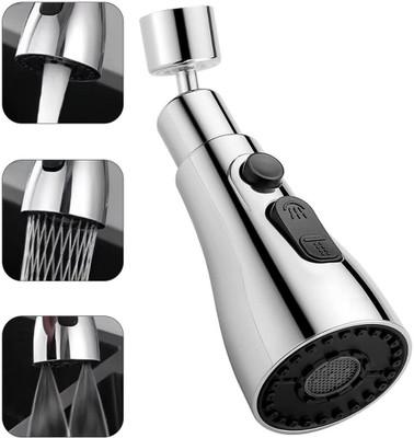 COSWARE Rotating Tap 360° Swivel Shower Kitchen Sink Faucet Extension Spray Head, Silver Faucet Function Diverter(Push On)