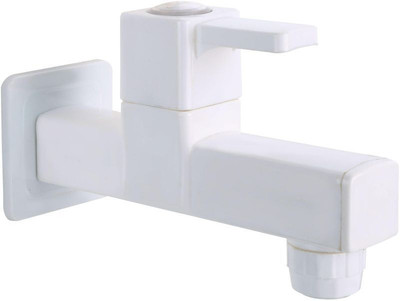 QERA by NA Wall Mounted Plastic Bib Cock Water Tap–Durable & Stylish | Square Design Long Body Tap Heavy Plastic Faucet Bib Tap Faucet(Wall Mount Installation Type)