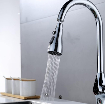 COSWARE Black Silver Rotating Tap 360° Swivel Shower Kitchen Sink Faucet Extension Spray Faucet Function Diverter(Push On)
