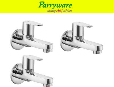 Parryware Uno Bib Cock Tap long – Wall Mounted Brass set of 3 pic 179 Wall Mounted Bib Tap long body – Brass Bib Cock Faucet Bib Tap Faucet(Wall Mount Installation Type)