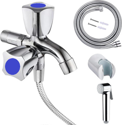Alligator Two Way Bib Cock Tap Angle Faucet Vegas With Health Faucet & 1 Meter Shower Tube Full Set for Bathroom & Washbasin Toilet Bidet Spray Vegas (Set of 1) Health  Faucet(Wall Mount Installation Type)